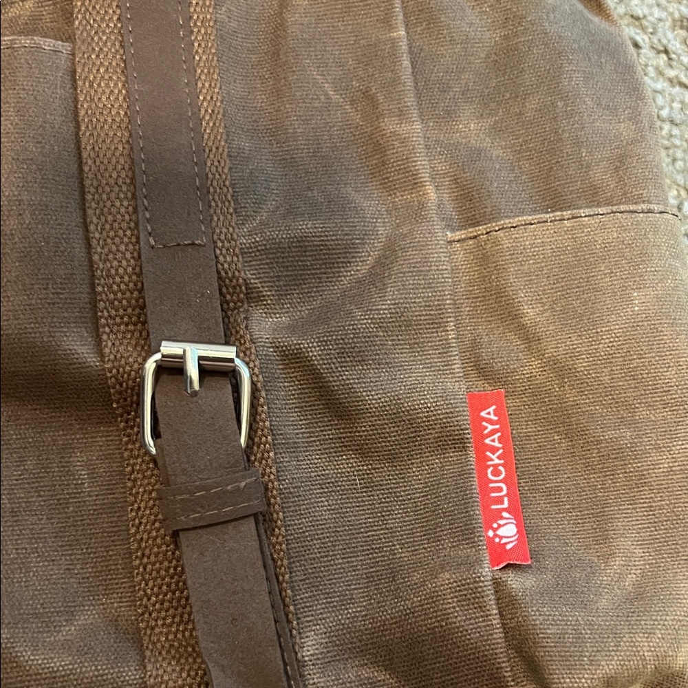 Brown Canvas Distressed Yoga Mat Duffle bag with Laptop Sleeve - Picture 3 of 8